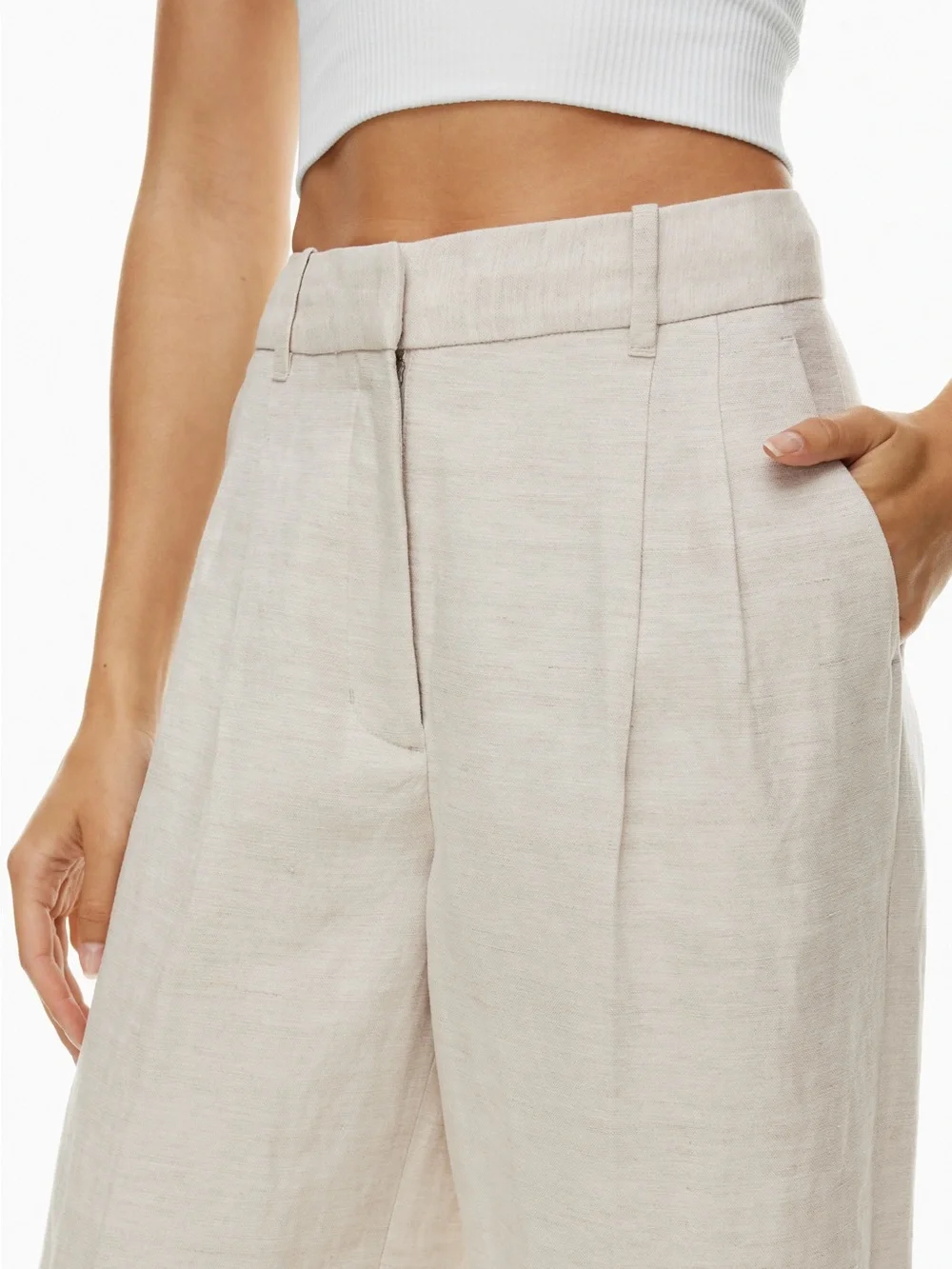 Aritzia Wilfred The Effortless Pant Linen Blend Pleated Front